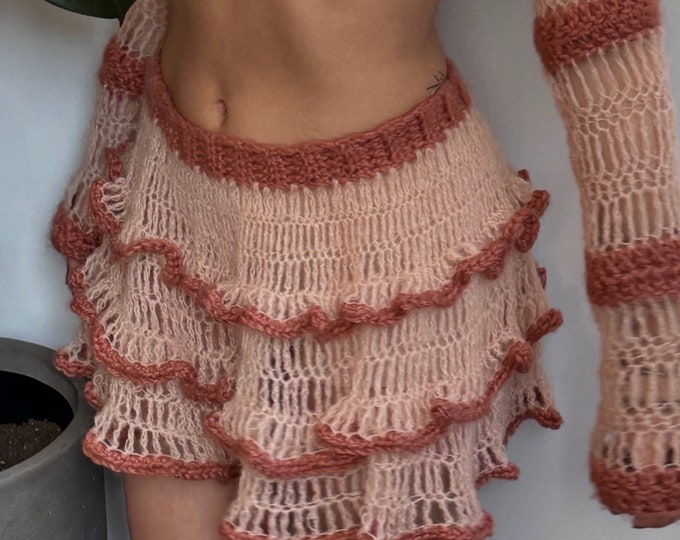 Crochet top with skirt set