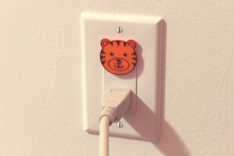 Cute Animal Tiger Power Outlet Safety Cover For Canada/US/Japan/Mexico Orange