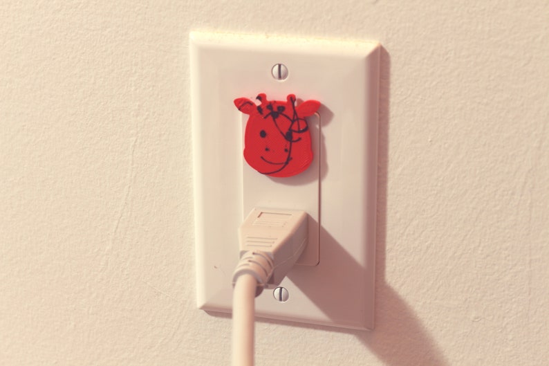 Cute Animal Giraffe Power Outlet Safety Cover For Canada/US/Japan/Mexico Red