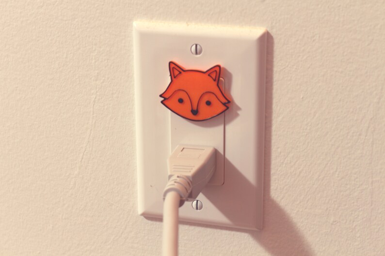 Cute Animal Fox Power Outlet Safety Cover For Canada/US/Japan/Mexico Orange