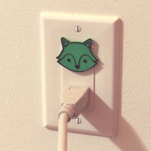 Cute Animal Fox Power Outlet Safety Cover For Canada/US/Japan/Mexico Green