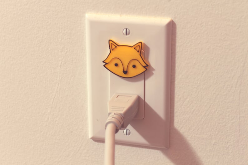 Cute Animal Fox Power Outlet Safety Cover For Canada/US/Japan/Mexico Yellow