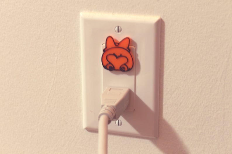 Cute Animal Corgi Bum Power Outlet Safety Cover For Canada/US/Japan/Mexico Orange