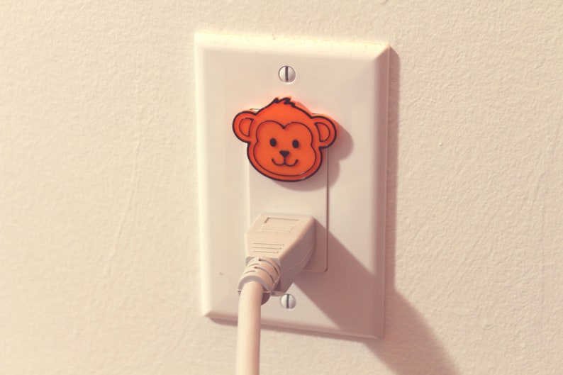 Cute Animal Monkey Power Outlet Safety Cover For Canada/US/Japan/Mexico Orange