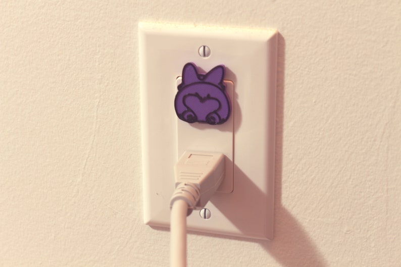 Cute Animal Corgi Bum Power Outlet Safety Cover For Canada/US/Japan/Mexico Purple