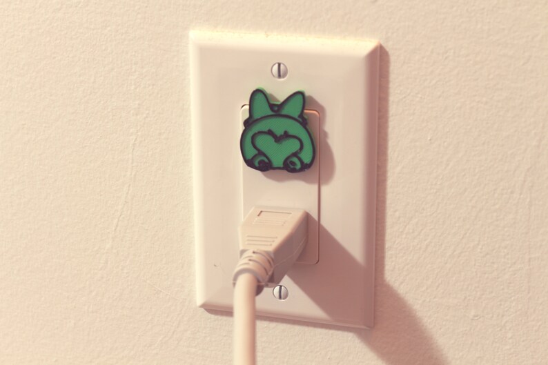 Cute Animal Corgi Bum Power Outlet Safety Cover For Canada/US/Japan/Mexico Green