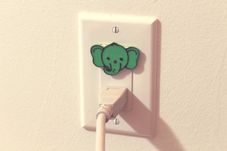 Cute Animal Elephant Power Outlet Safety Cover For Canada/US/Japan/Mexico Green