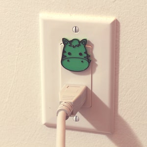 Cute Animal Zebra Power Outlet Safety Cover For Canada/US/Japan/Mexico Green