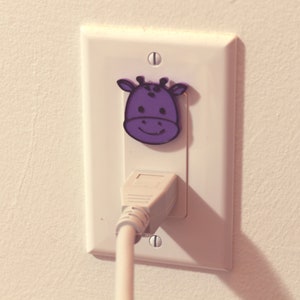 Cute Animal Giraffe Power Outlet Safety Cover For Canada/US/Japan/Mexico Purple