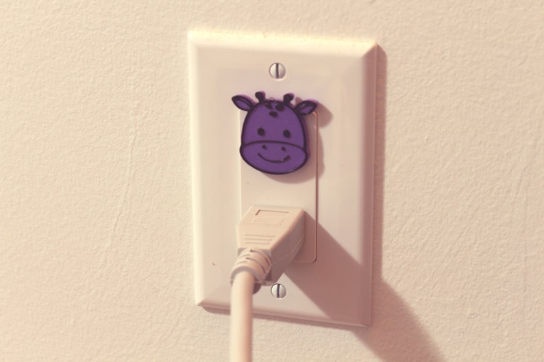 Cute Animal Giraffe Power Outlet Safety Cover For Canada/US/Japan/Mexico Purple