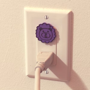 Cute Animal Lion Power Outlet Safety Cover For Canada/US/Japan/Mexico Purple