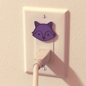 Cute Animal Fox Power Outlet Safety Cover For Canada/US/Japan/Mexico Purple