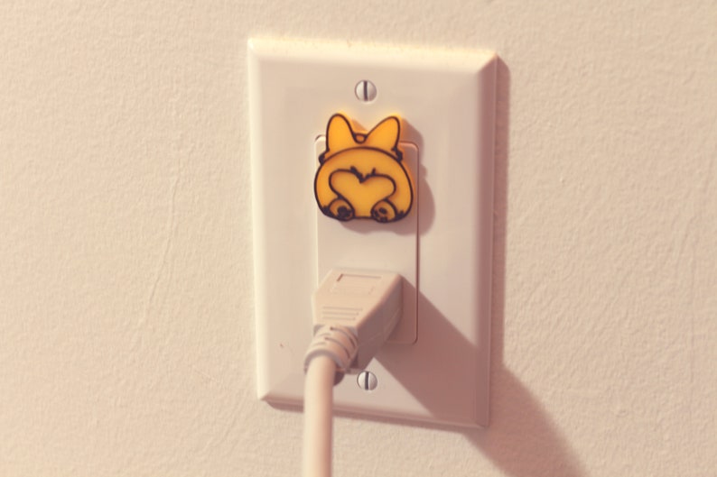Cute Animal Corgi Bum Power Outlet Safety Cover For Canada/US/Japan/Mexico Yellow