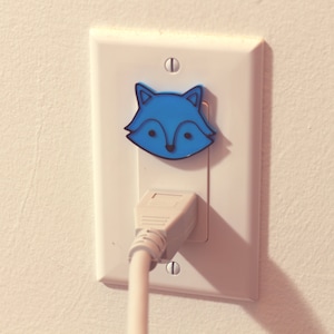 Cute Animal Fox Power Outlet Safety Cover For Canada/US/Japan/Mexico Blue