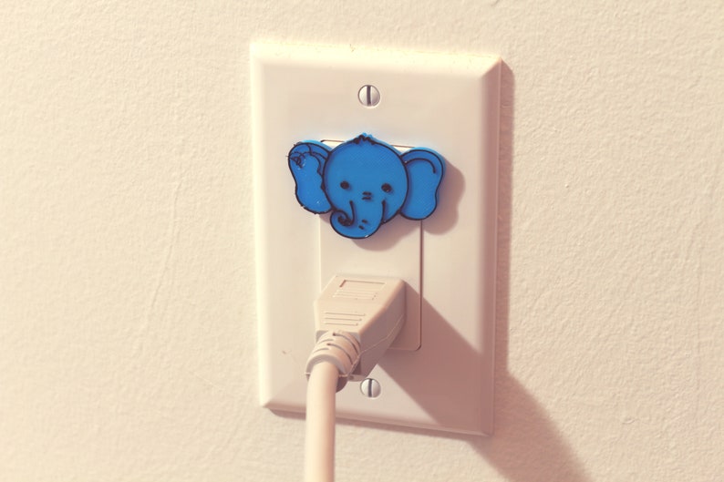 Cute Animal Elephant Power Outlet Safety Cover For Canada/US/Japan/Mexico Blue