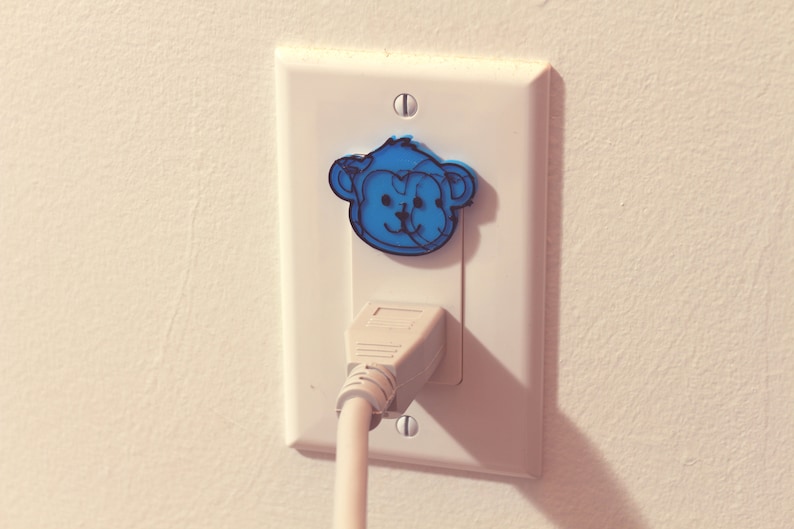 Cute Animal Monkey Power Outlet Safety Cover For Canada/US/Japan/Mexico Blue