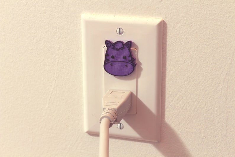 Cute Animal Zebra Power Outlet Safety Cover For Canada/US/Japan/Mexico Purple