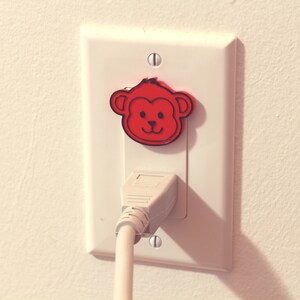 Cute Animal Monkey Power Outlet Safety Cover For Canada/US/Japan/Mexico Red