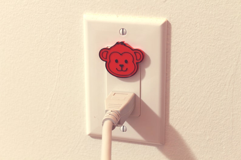 Cute Animal Monkey Power Outlet Safety Cover For Canada/US/Japan/Mexico Red