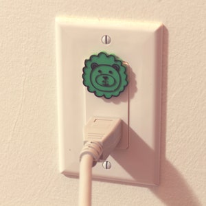 Cute Animal Lion Power Outlet Safety Cover For Canada/US/Japan/Mexico Green