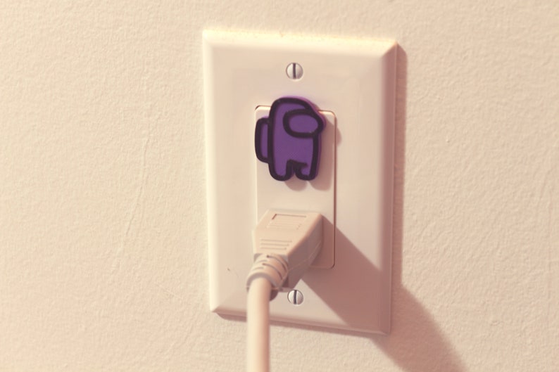 Cute Among Us Crewmate Power Outlet Safety Cover For Canada/US/Japan/Mexico Purple