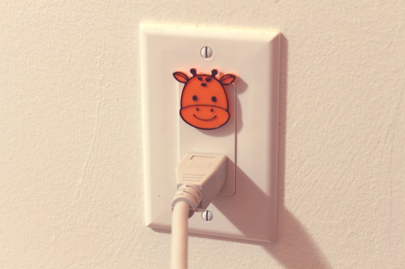 Cute Animal Giraffe Power Outlet Safety Cover For Canada/US/Japan/Mexico Orange