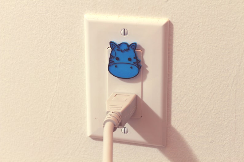 Cute Animal Zebra Power Outlet Safety Cover For Canada/US/Japan/Mexico Blue