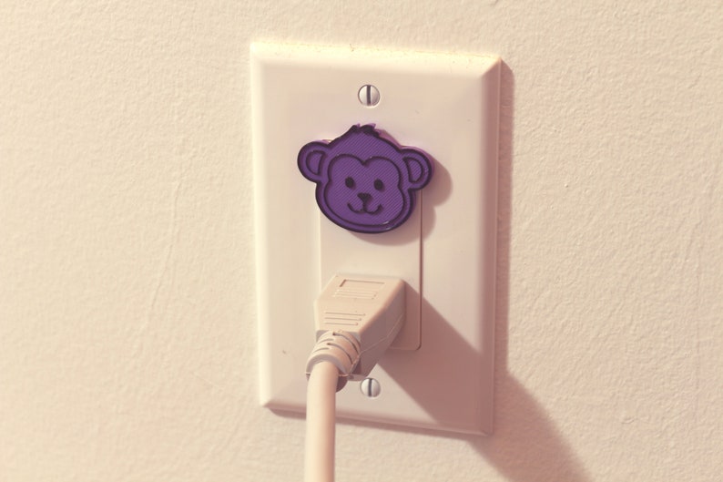 Cute Animal Monkey Power Outlet Safety Cover For Canada/US/Japan/Mexico Purple