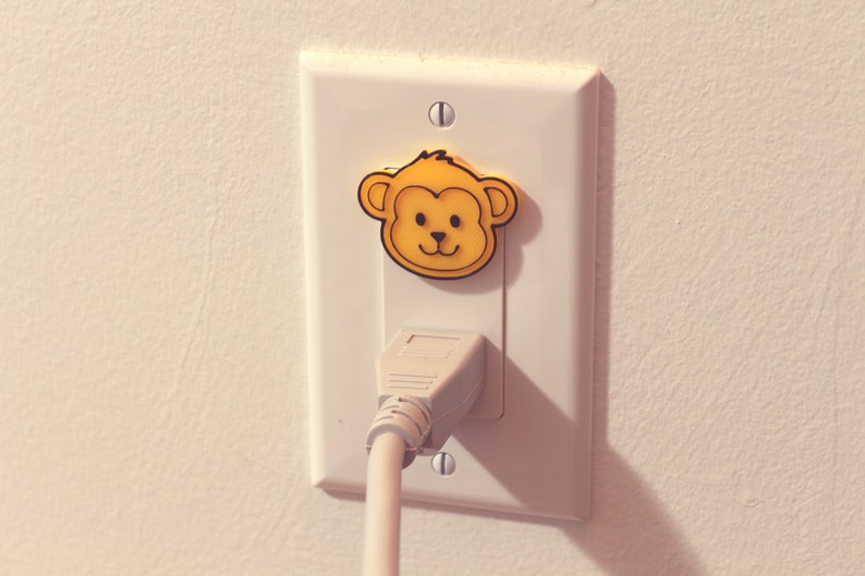 Cute Animal Monkey Power Outlet Safety Cover For Canada/US/Japan/Mexico Yellow