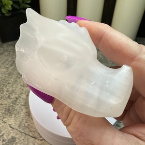 Selenite Crystal Dragon Head Carving