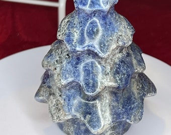 Sodalite Crystal Christmas Tree Carving