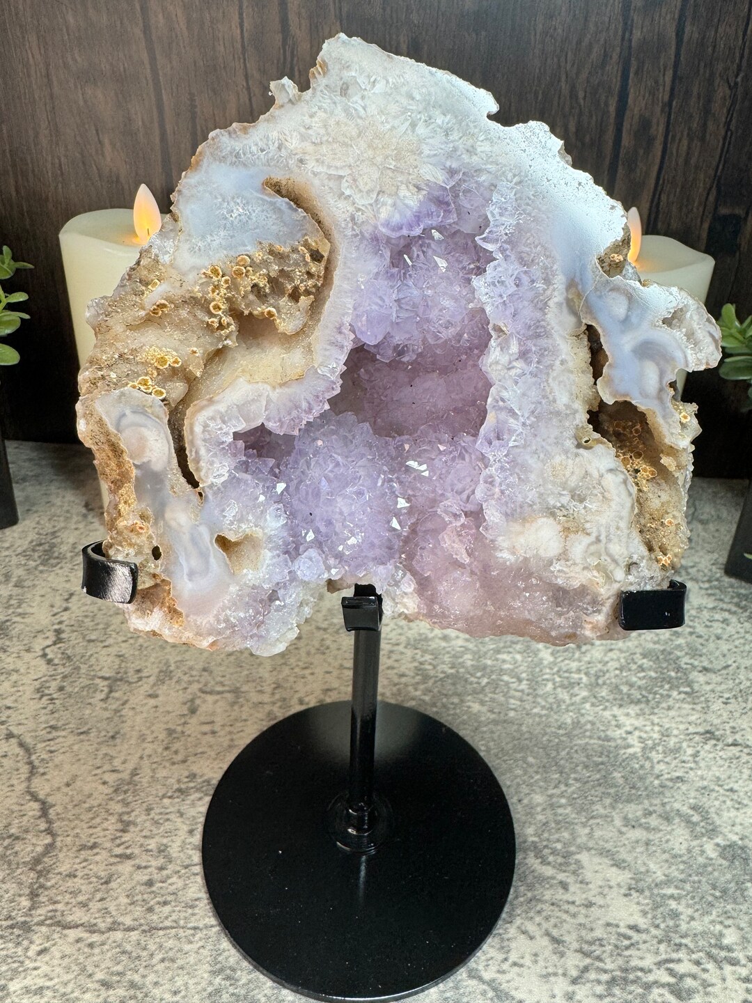 Fire Geode Amethyst Geode Flame Carving on Stand - Etsy