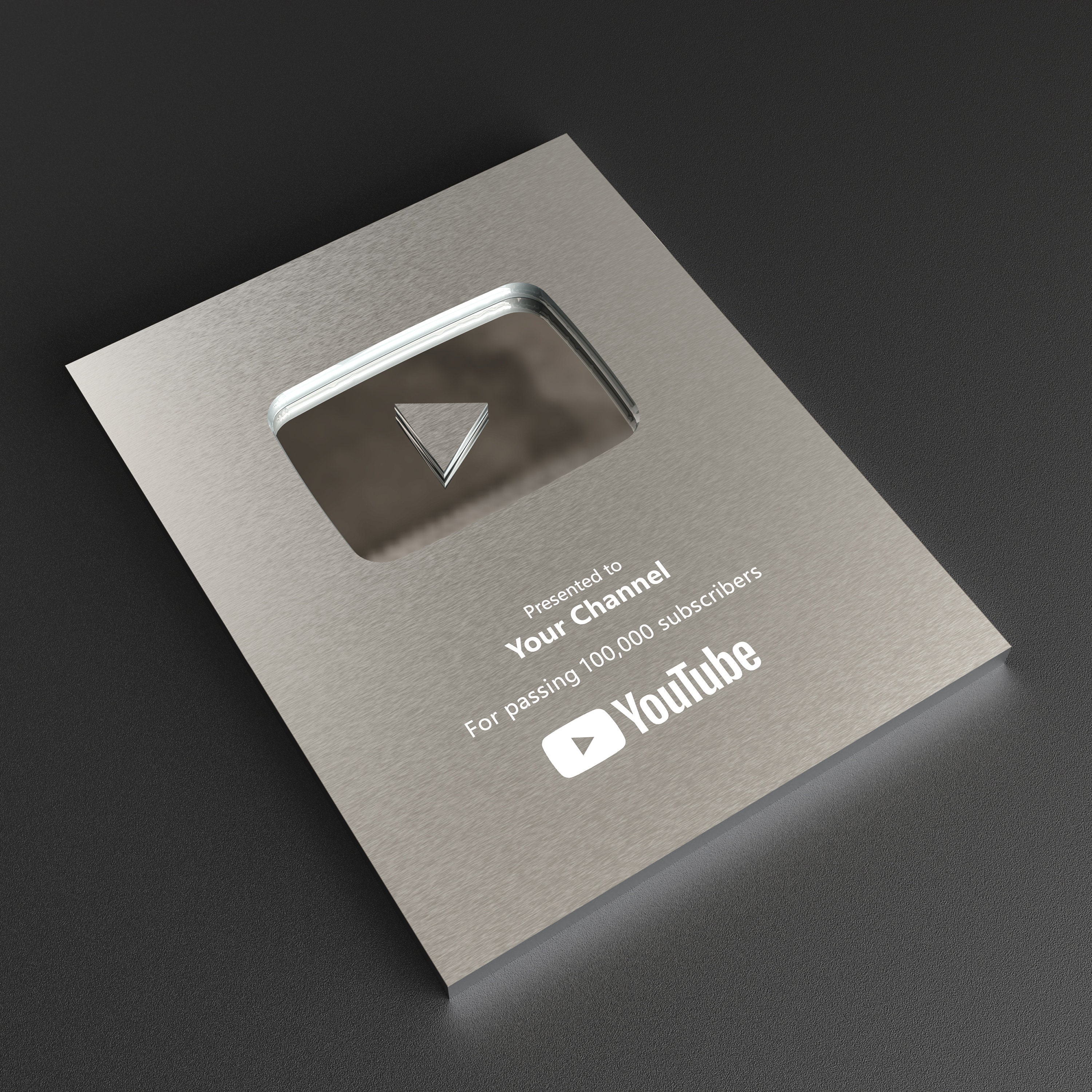 Youtube Play Button Silver Award Plaque Engraved Aluminum Content Creator Trophy Achievement