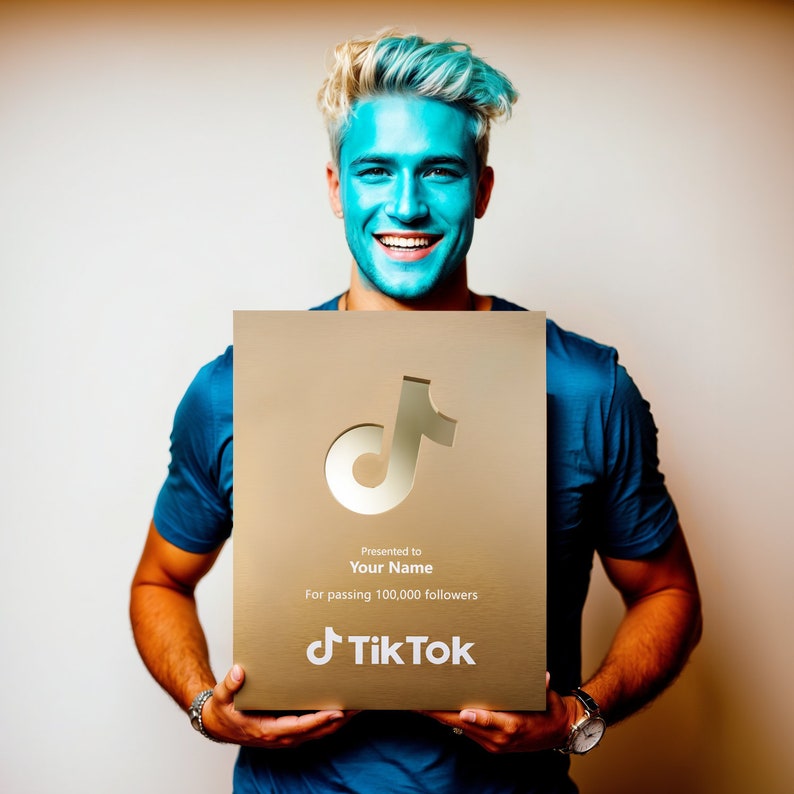 Bespoke Gold Tiktok Achievement Award Personalized Social Etsy