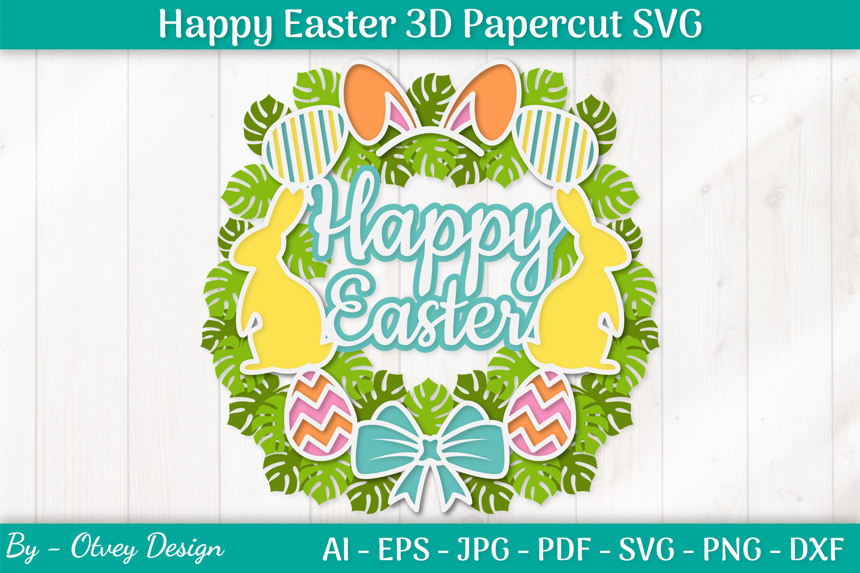 Happy Easter Wreath 3D Layered Papercut BUNDLE - Etsy