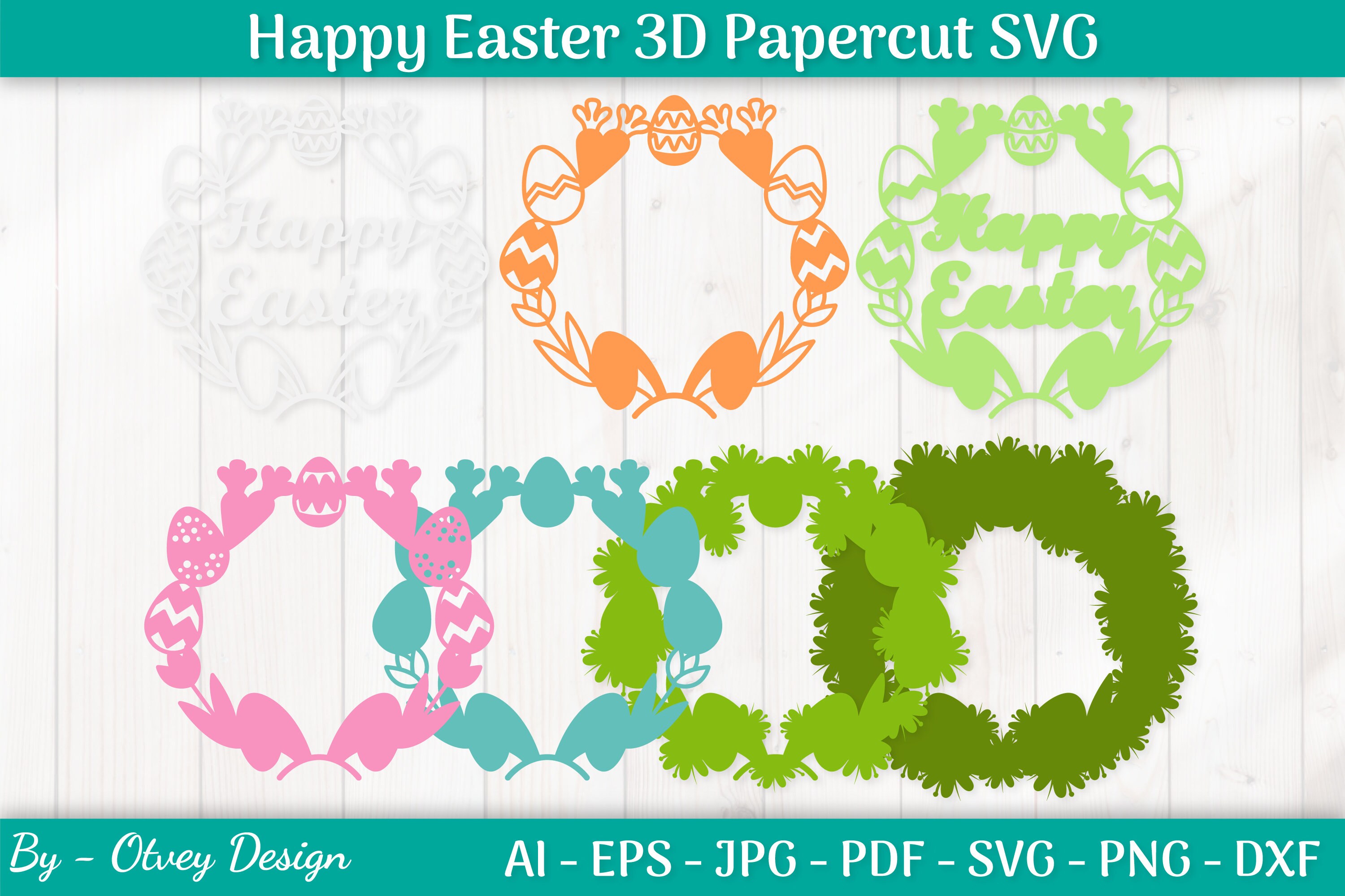 Happy Easter Wreath 3D Layered Papercut BUNDLE - Etsy