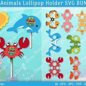 Titular de piruletas de animales marinos Svg / Titular de caramelos PAQUETE