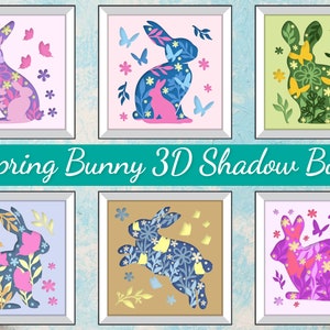 Frühling Kaninchen 3D Schatten Box | Frohe Ostern Layered BUNDLE