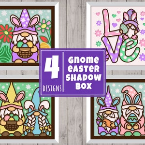 LOT Gnome de Pâques 3D Shadow Box en couches papier découpé