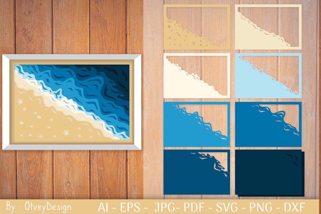 Ocean Shadow Box SVG for Cricut Etsy