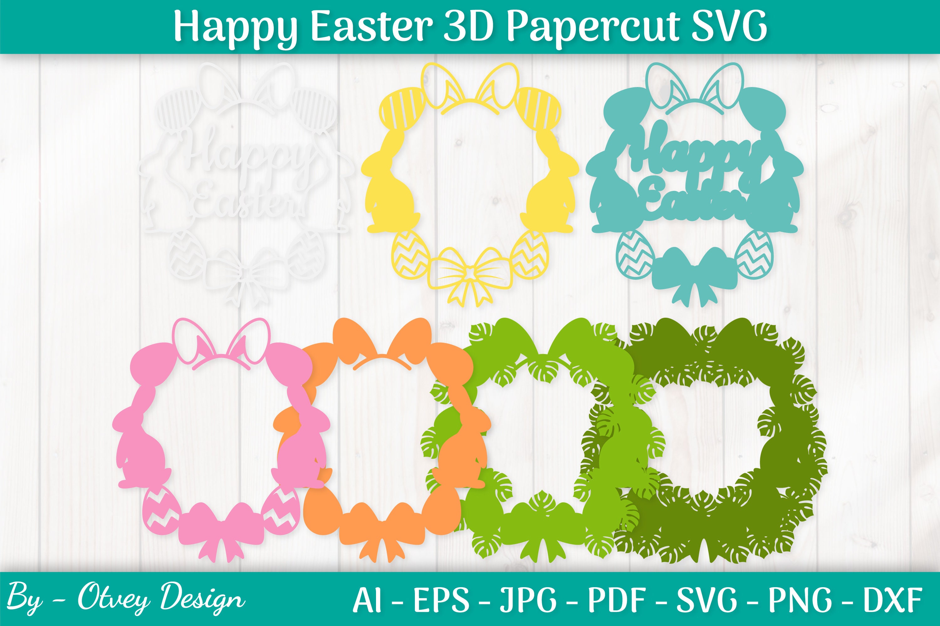 Happy Easter Wreath 3D Layered Papercut BUNDLE - Etsy