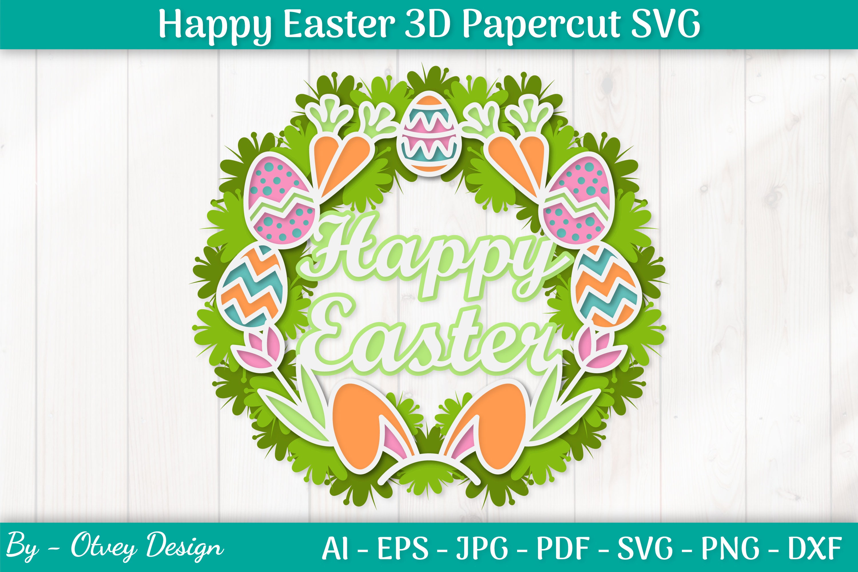 Happy Easter Wreath 3D Layered Papercut BUNDLE - Etsy