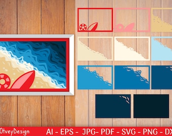 Ocean Shadow Box SVG for Cricut