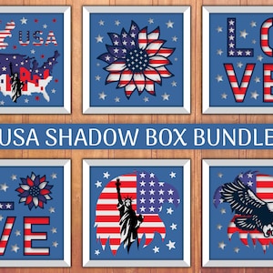 Patriotic USA Shadow Box Layered Papercut | Bundles 6 Design