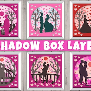 Caja de luz de papel para regalos de boda, plantilla SVG de caja de sombras