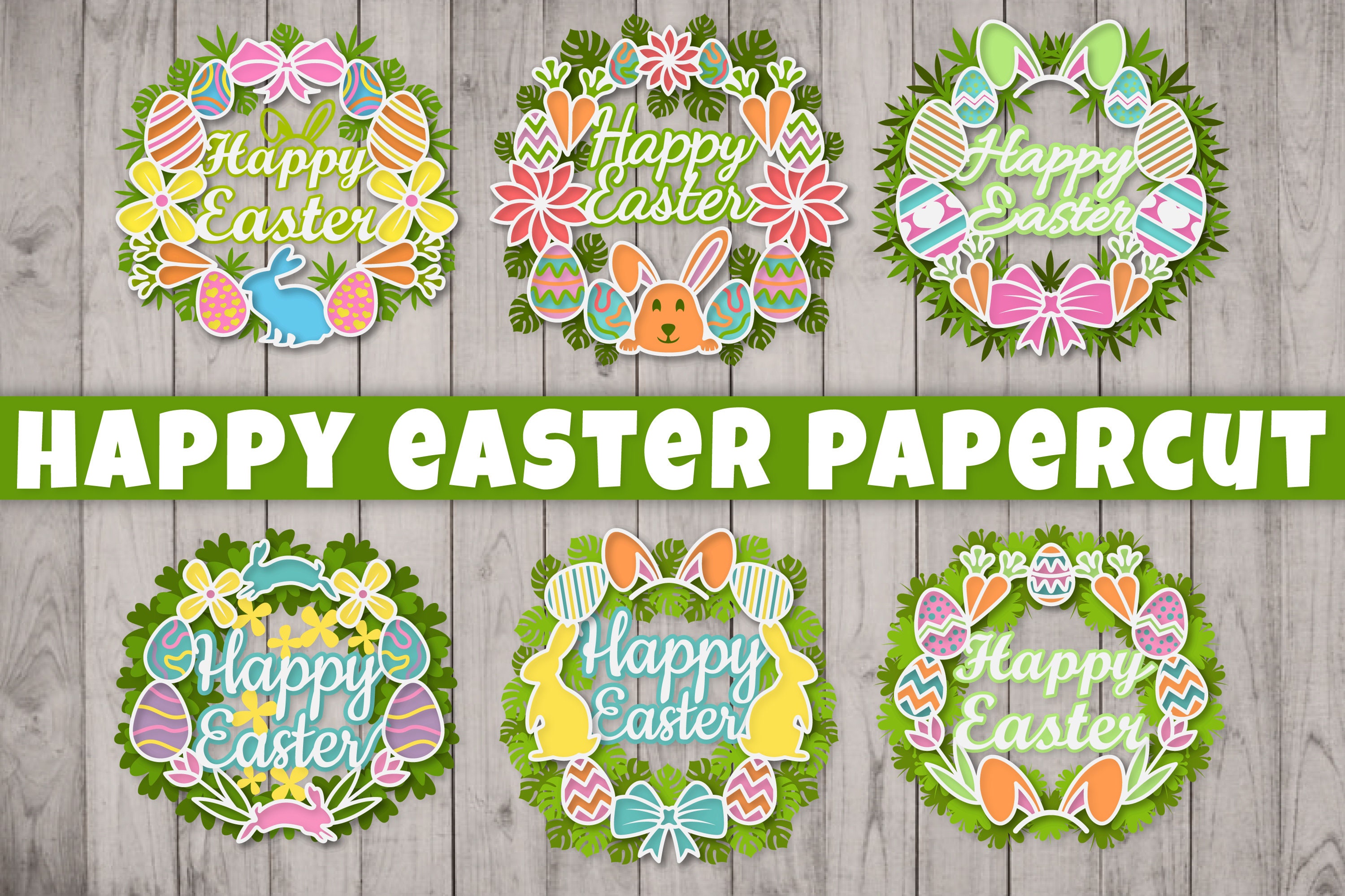 Happy Easter Wreath 3D Layered Papercut BUNDLE - Etsy