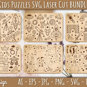 Puzzle per bambini SVG BUNDLE Puzzle educativi tagliati al laser