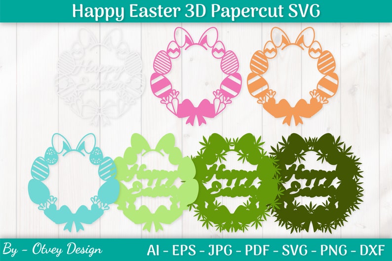 Happy Easter Wreath 3D Layered Papercut BUNDLE - Etsy