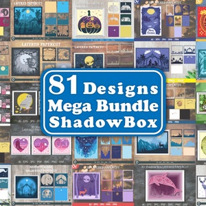 Mega Bundle Shadow Box, Carta ritagliata a strati, Carta ritagliata a strati 3D, Shadow Box 3D