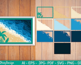 Ocean Shadow Box SVG for Cricut